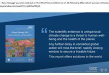 New IPCC Report: Impacts, vulnerability and adaptation.